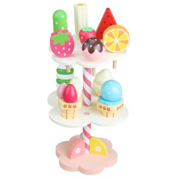 Großhandel B2B Eis Set Dessert Simulierter Eiscreme Stand aus Holz